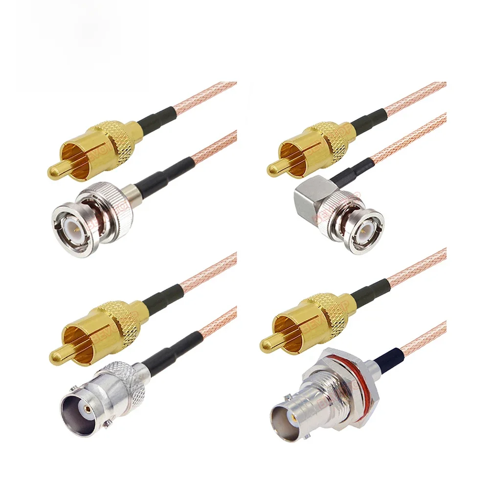 RG316 BNC na kabel RCA BNC męski/żeński na złącze męskie RCA RG-316 50 Ohm RF koncentryczny przedłużacz pigtailowy Adapter wideo — zdjęcie 2