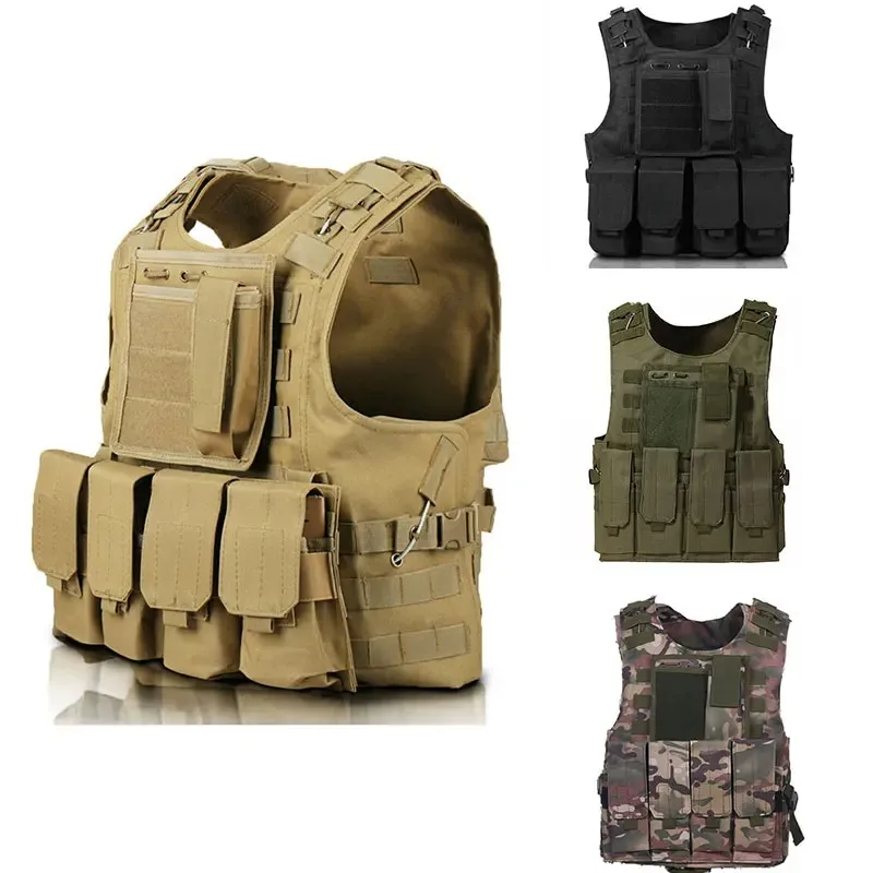 

Tactical Airsoft Paintball Vest Outdoor Equipment For Men With Adjustable Buckles Molle System Detachable Hanging Bag Fit Cospla