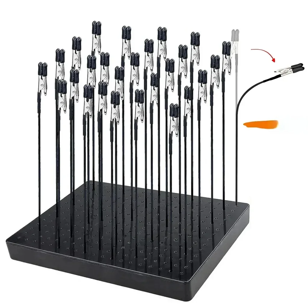 Model Schilderen Stand Base met 10 stuks Metalen Flexibele Alligator Clips voor Gundam Schaal Model Maken Gereedschap Airbrush Crafting DIY - afbeelding 2