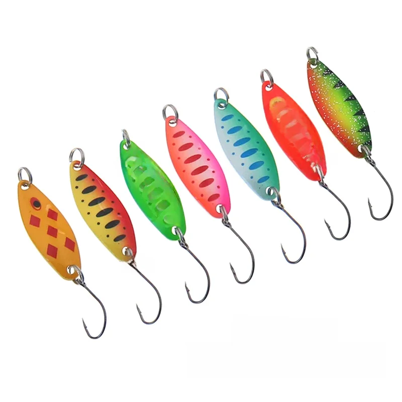 7 sztuk Mix kolorów 3.cm 3.5g łyżka wędkarska przynęta przynęta na pływanie Isca sztuczna pstrąg Pesca sprzęt wędkarski Leurre Truite łyżki — zdjęcie 2