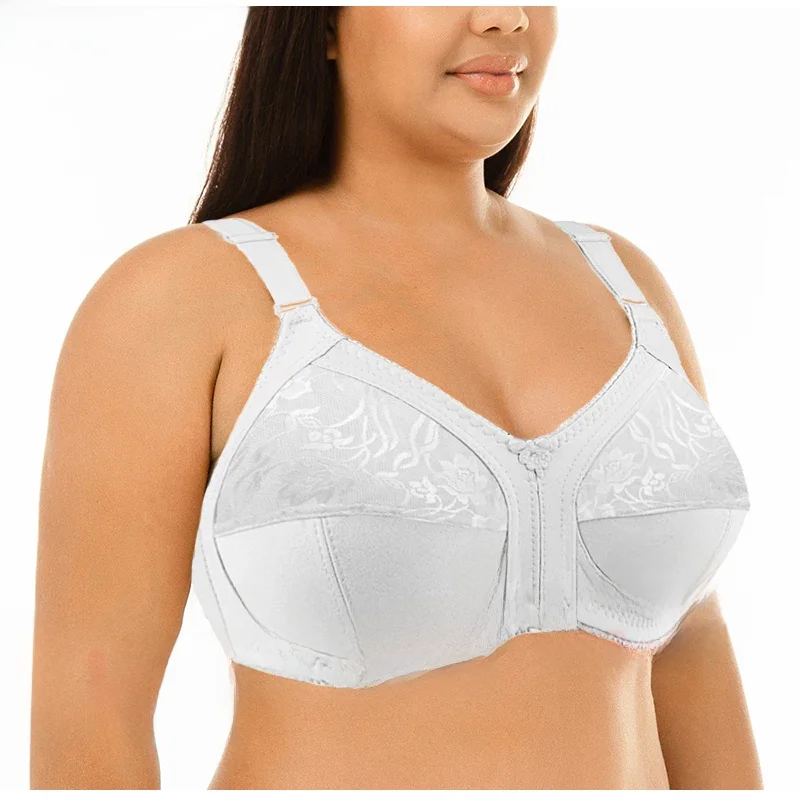 Soutien-gorge push-up en dentelle blanche pour femme, grande taille, sexy, sans doublure, gilet à couverture complète, dos nu, sport, PAD C02