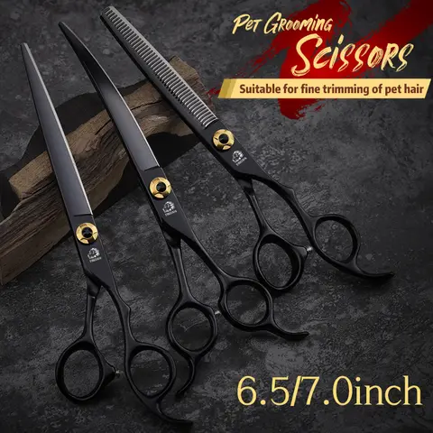 전문 개 손질 가위 용품 JP440C 강철 6.5 & 7.0 인치 개 미용 가위 개 머리 절단을위한 애완 동물 가위