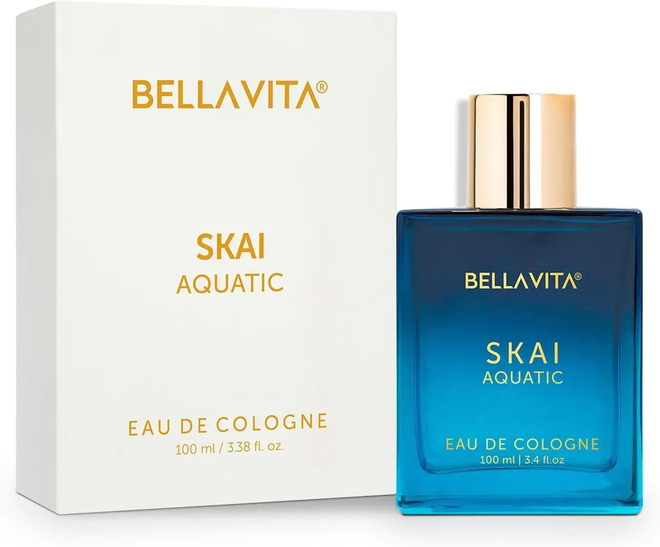 Perfume Unisex BellaVita Luxury Skai Aquatic | EDC de Larga Duración | Fragancia Cítrica Amaderada con Bergamota, Lavanda y Pachulí | 100 ml