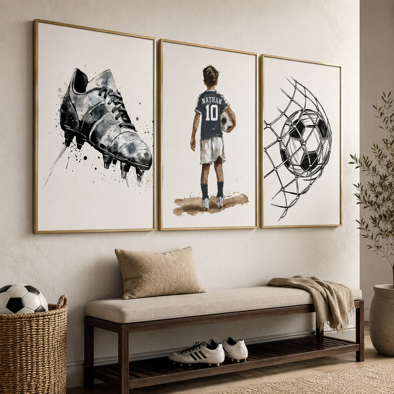 3PCS Custom Name Number Football Poster Prints, Sports Room Decoration Suitable for Soccer Fans, Room Decoration, Giving Gifts