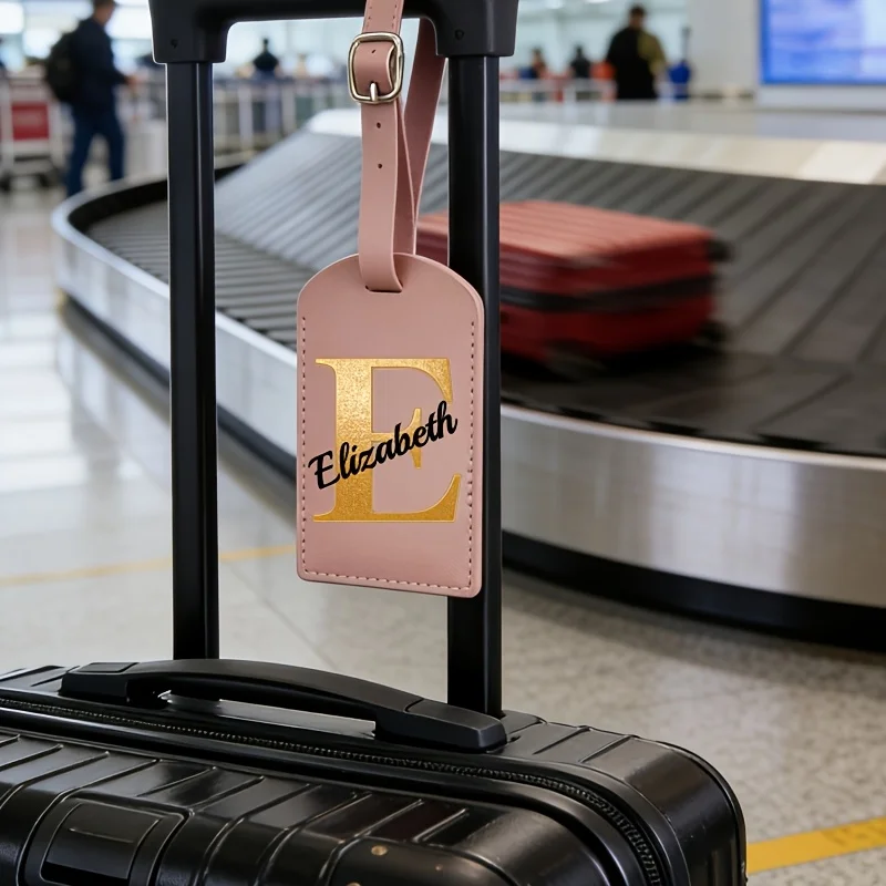 Personalized Custom Name PINK Luggage Tag with Boarding Pass and Initial Pattern for Easy Identification