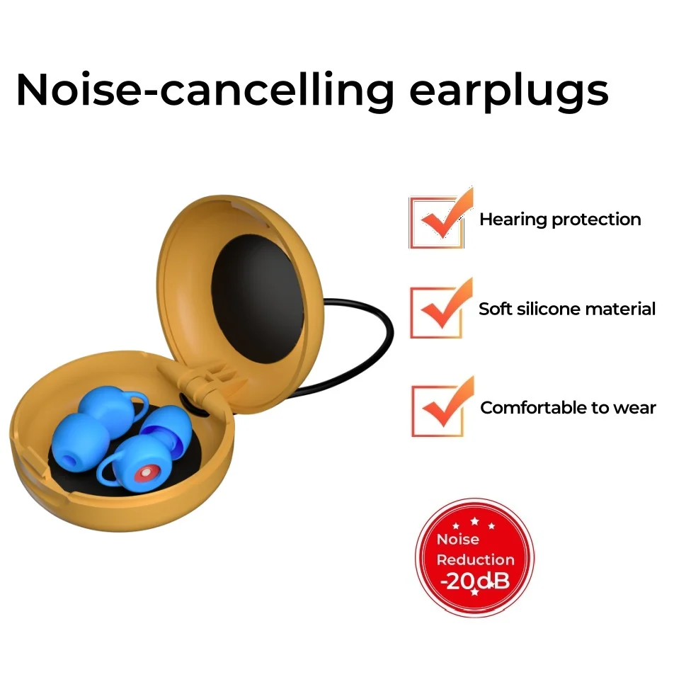 

Silicone Soundproof Earplug Anti Noise Sleeping Ear Plugs with 4 Size Earbases