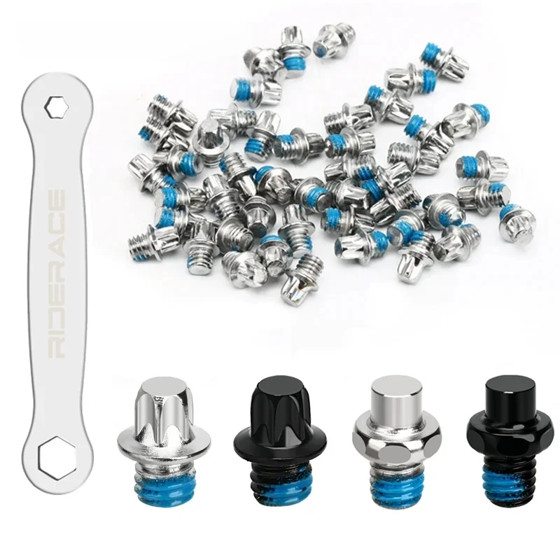 AliExpress riderace 50Pcs Bicycle Pedal Bolts Anti-Skid Stainless Steel M4 Steel Stud Pin Nail With Offset Spanner Bike Hexagona Pedal Screws Set