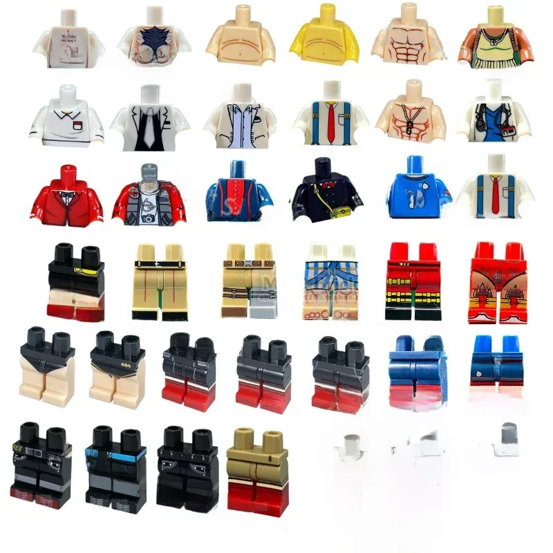 MOC – figurines de ville, corps, mains, jambes, bras, briques, blocs de construction, accessoire en tissu, médecins, agriculteur, travailleur, policier, jouets assemblés