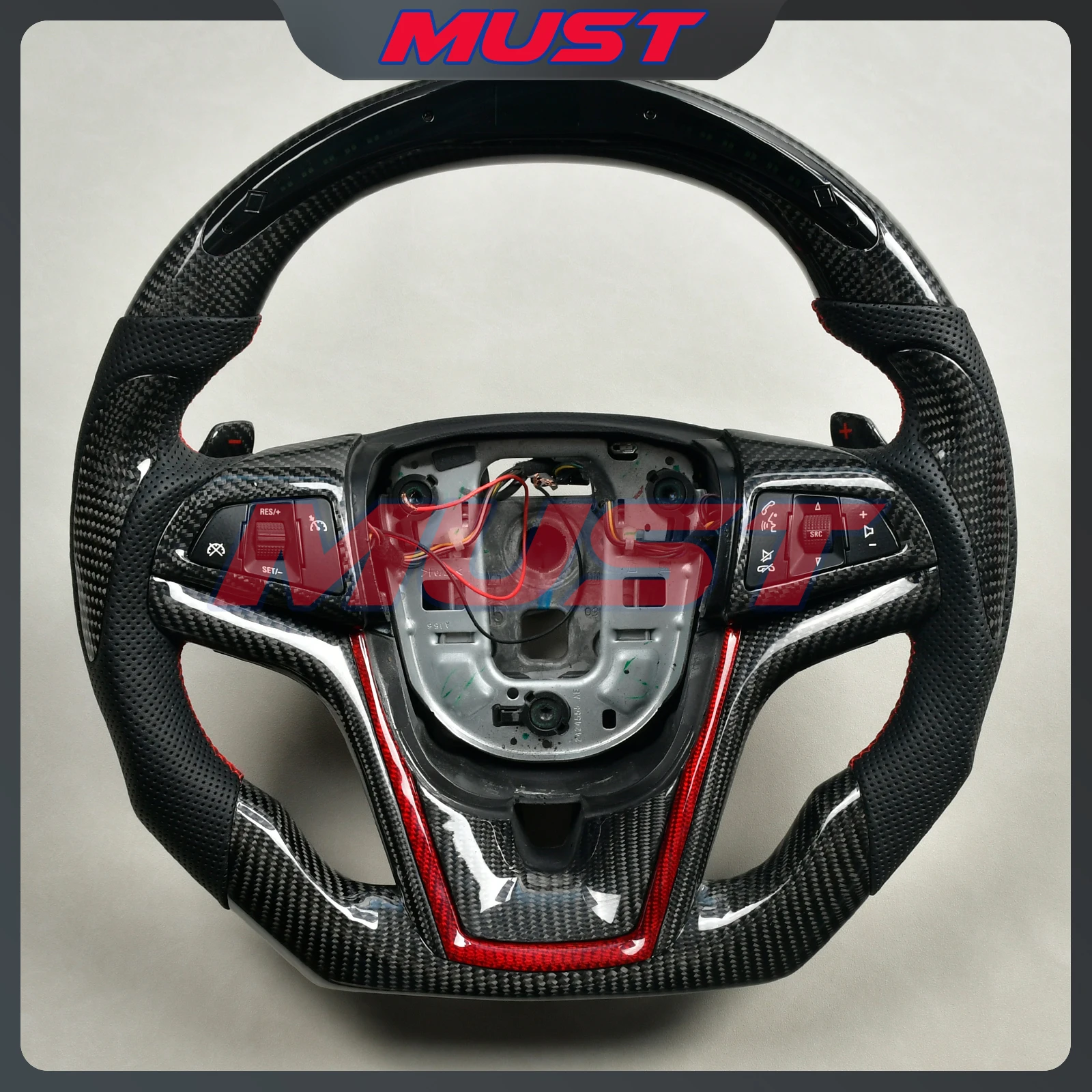 

Customized LED Display Carbon Fiber Steering Wheel Cover Trim For Corvette Aveo Cobalt Malibu Impala Camaro SS ZL1 2011-2014