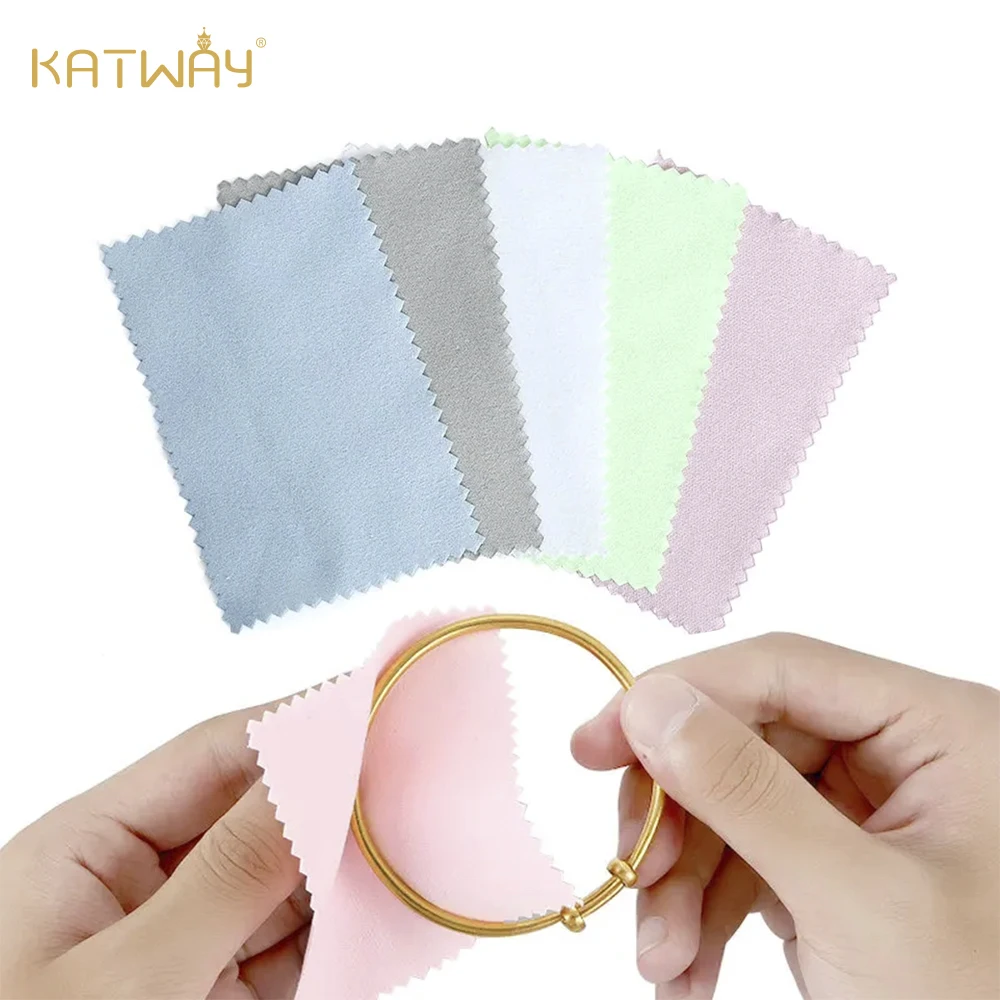 KATWAY 10pcs Silver Polishing Cloths for Jewelry Cleaning Soft Clean Wipes Non-Toxic Tarnish Remover for Coins Watches HH-AA100