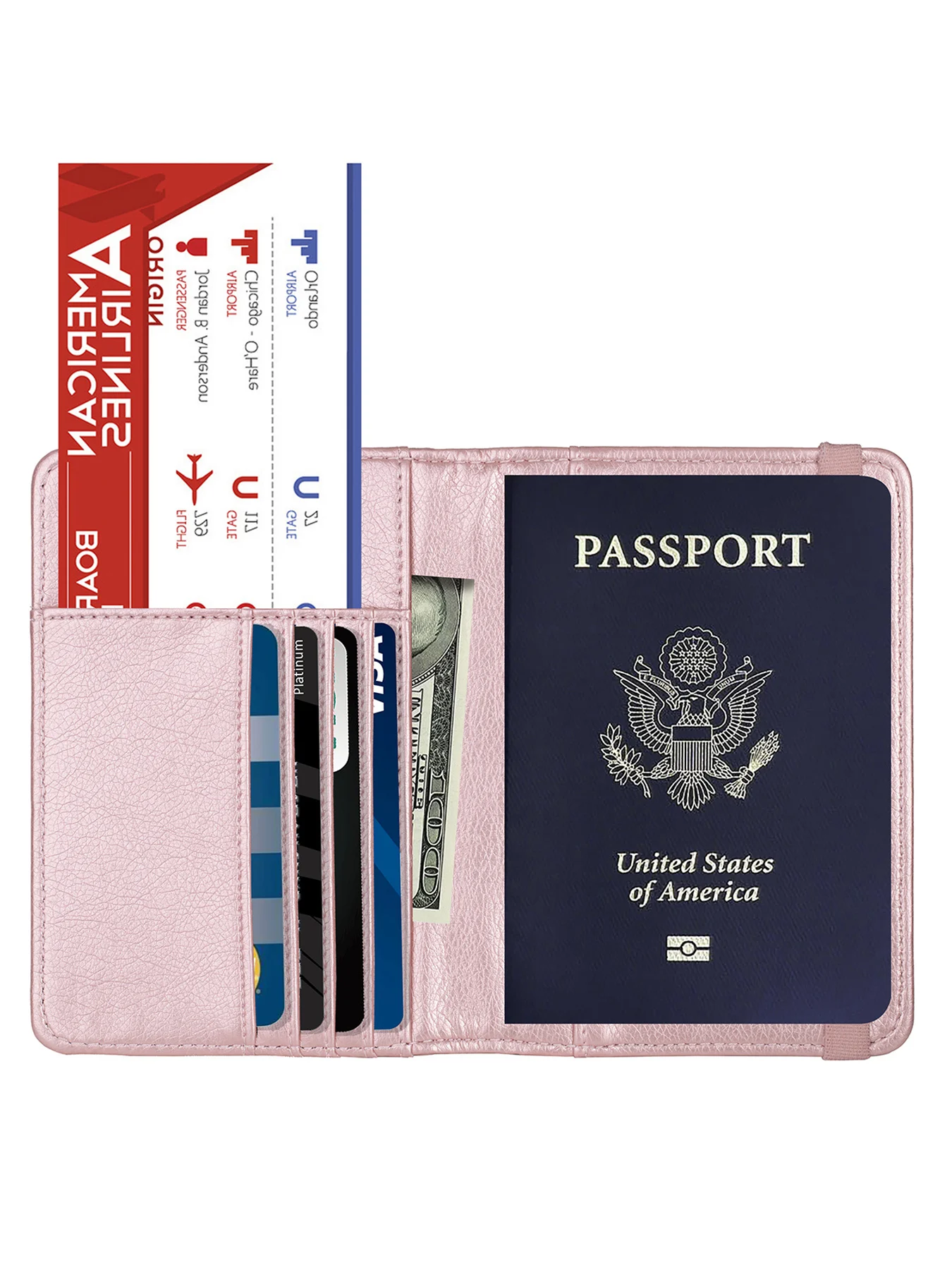 RFID Blocking Leather Passport Holder With 3D Metal Badge, Travel Document Passport Wallet Organizer