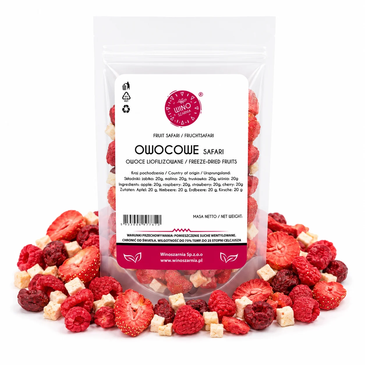 Immagine 3: Mix di frutta liofilizzata Safari: Mela, Lampone, Fragola, Ciliegia 80g Doypack
