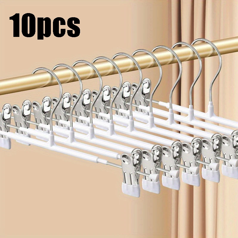 10pcPant rack, adjustable skirt rack, heavy-duty space saving shorts rack, 360 ° rotating hook, essential storage for families
