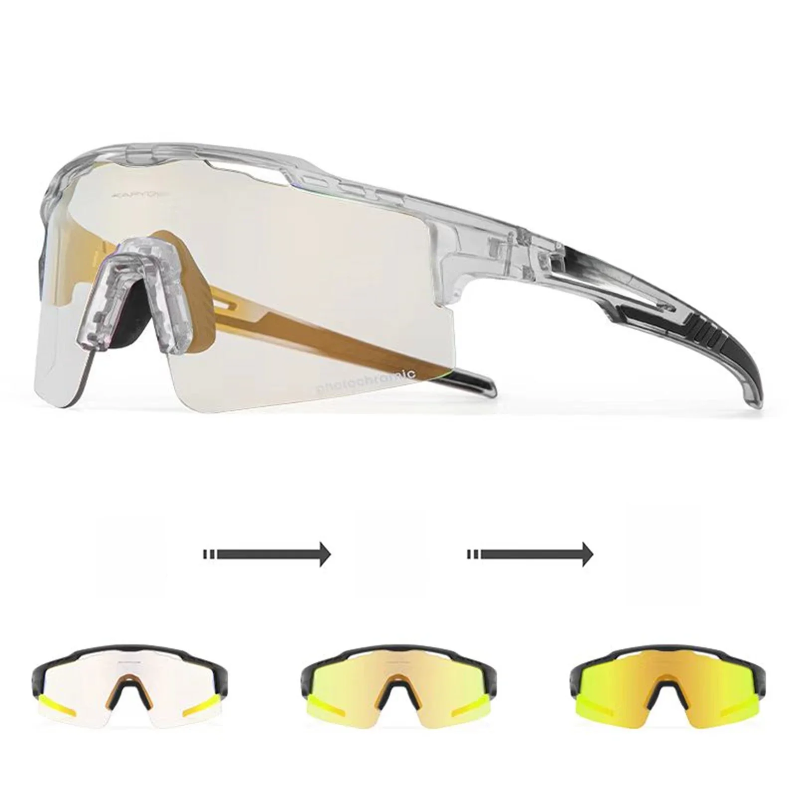 AliExpress kapvoe Kapvoe-RED Photochromic Gold Cycling Glasses Sport Men's Sunglasses for Men Bike Bicycle Woman