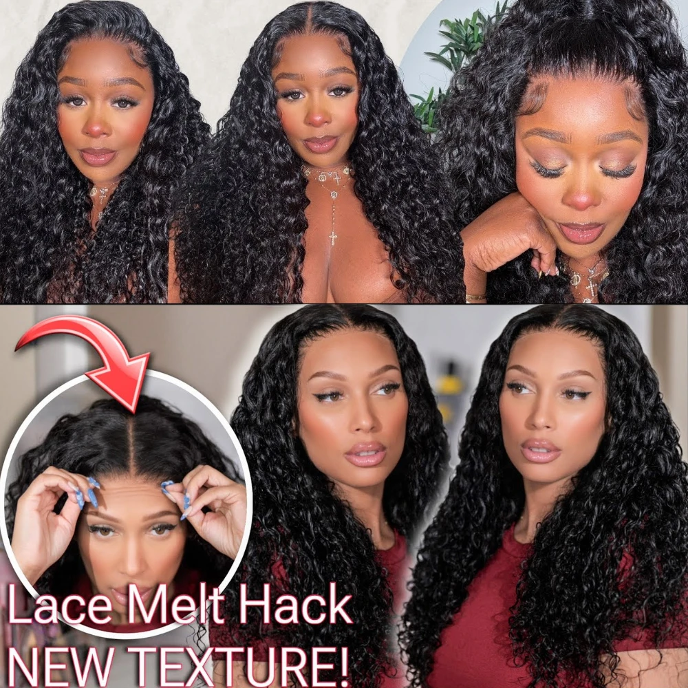 UNice Hair 7x5 & 13x4 Lace Frontal Echthaarperücken Wasserwellen-Lockenperücke mit Invisi-Kordelzug, vorgeschnittene, vorgebleichte, leimlose Perücke