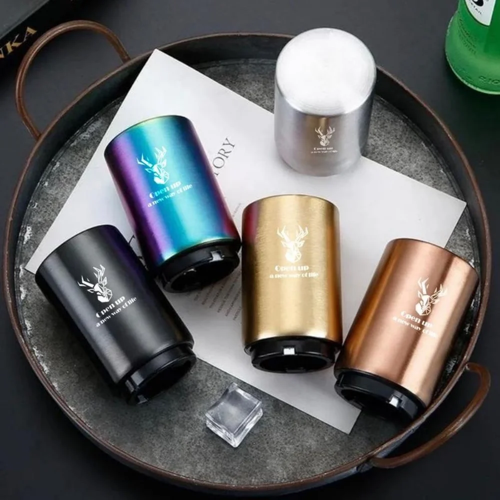 Abridor automático de botellas de cerveza de acero inoxidable, herramienta de cocina para Soda y vino tinto, accesorio de barra de apertura de tapa