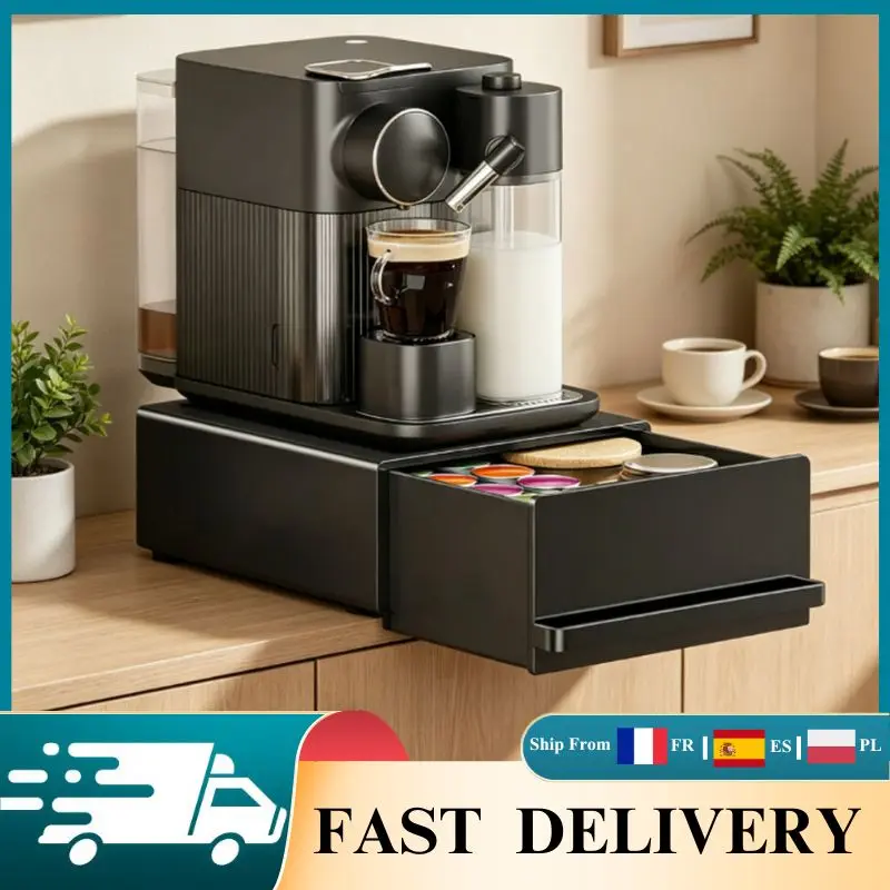Tiroir de rangement pour dosettes de café, organiseur de capsules en métal, plateau coulissant pour machine à café, support de rangement moderne pour comptoir de cuisine