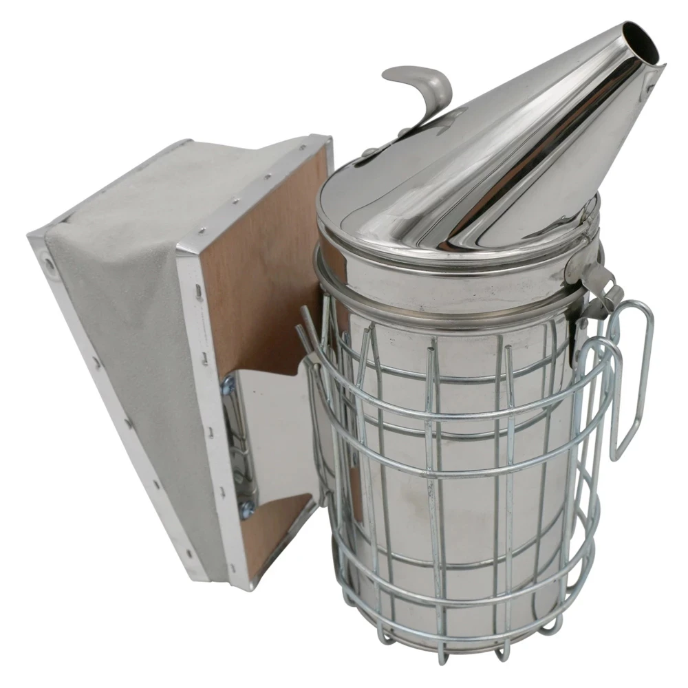 Stainless Steel Manual Bee Smoker With Heat Shield Bee Smoke Release Tools Beekeeper Repelling Bees Beekeeping Tool