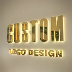 Señal con logotipo personalizado, letrero de recepción con letras de metal personalizadas 3d, letras de canal LED, letrero retroiluminado, letrero Led de estudio personalizado