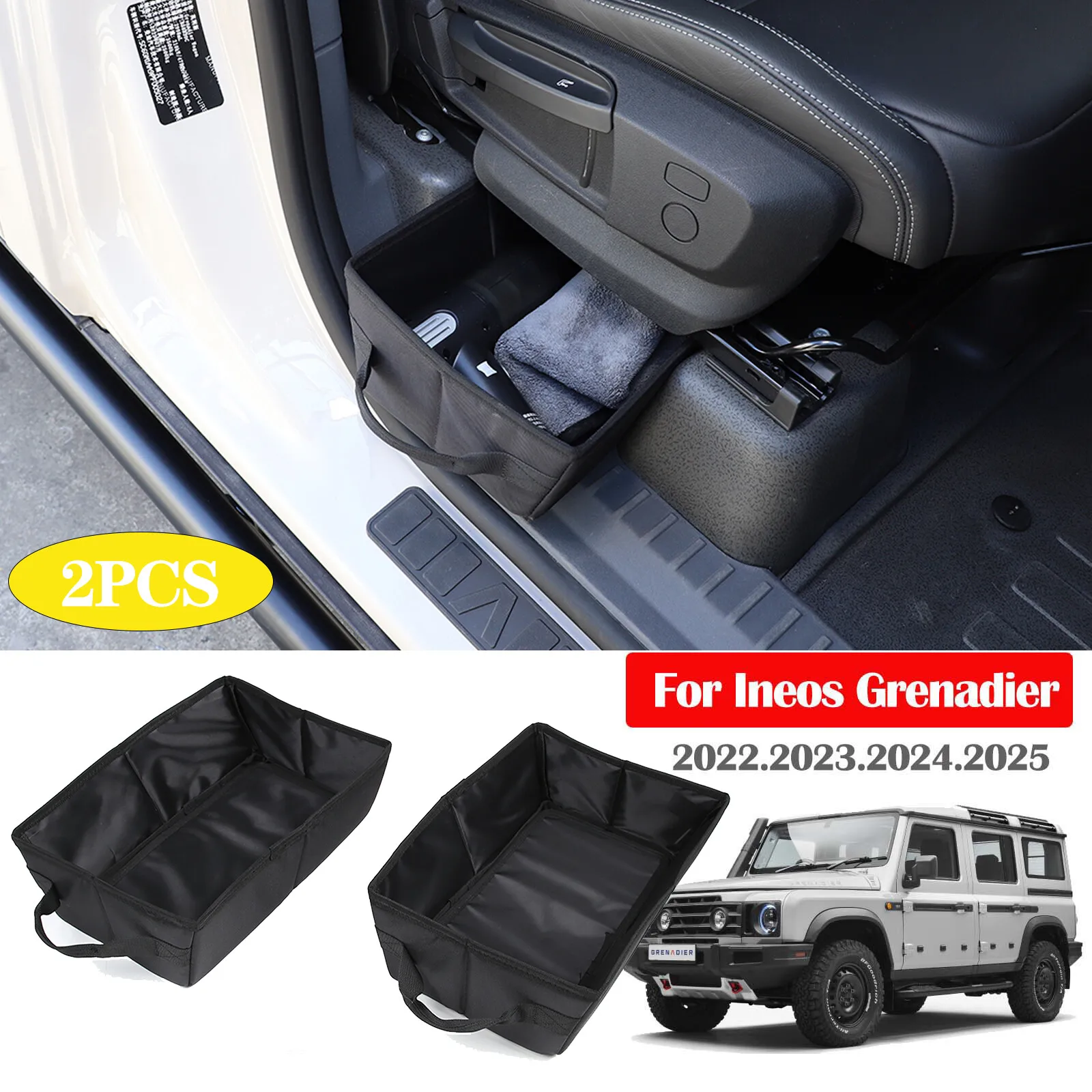 Multipurpose Car Seat Under Storage Box Tray For INEOS Grenadier 2020-2025 Car Garbage Bin High Capacity Organizer Drawer Holder
