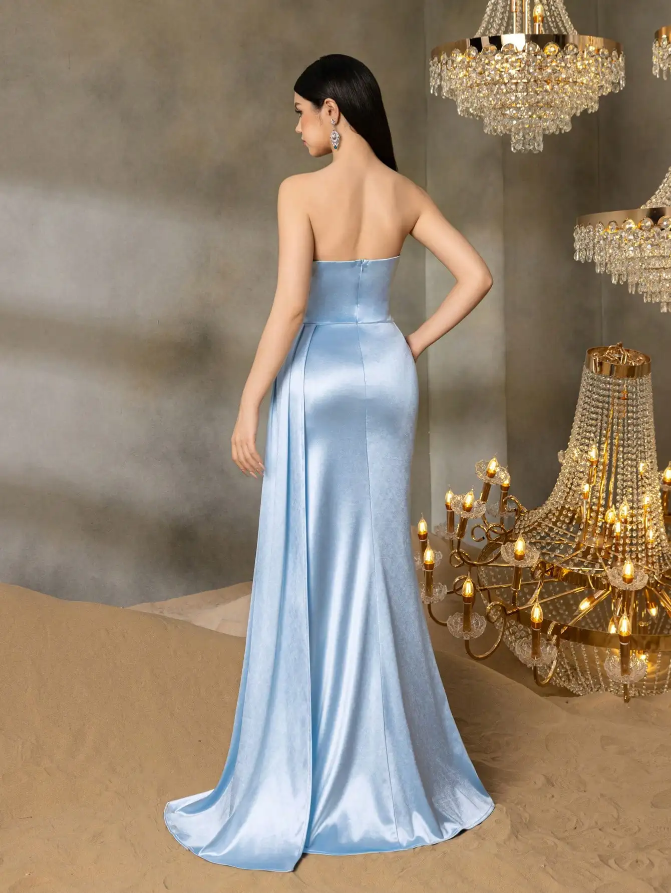 Teen Girls' Off-Shoulder Formal Gown with Dramatic Thigh-High Slit & Side Flowing Sash