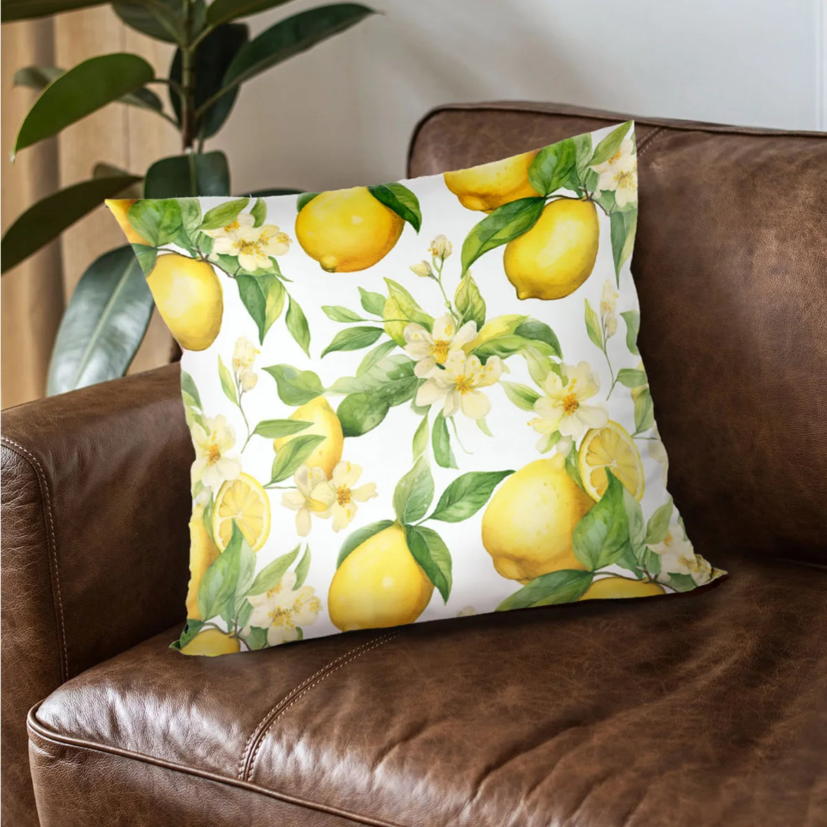 Summer Tropical Cushion Cover Fruit Pillowcase Lemon Watermelon Sofa Car Living RoomIndoor Home Throw Pillowcase Party Decor