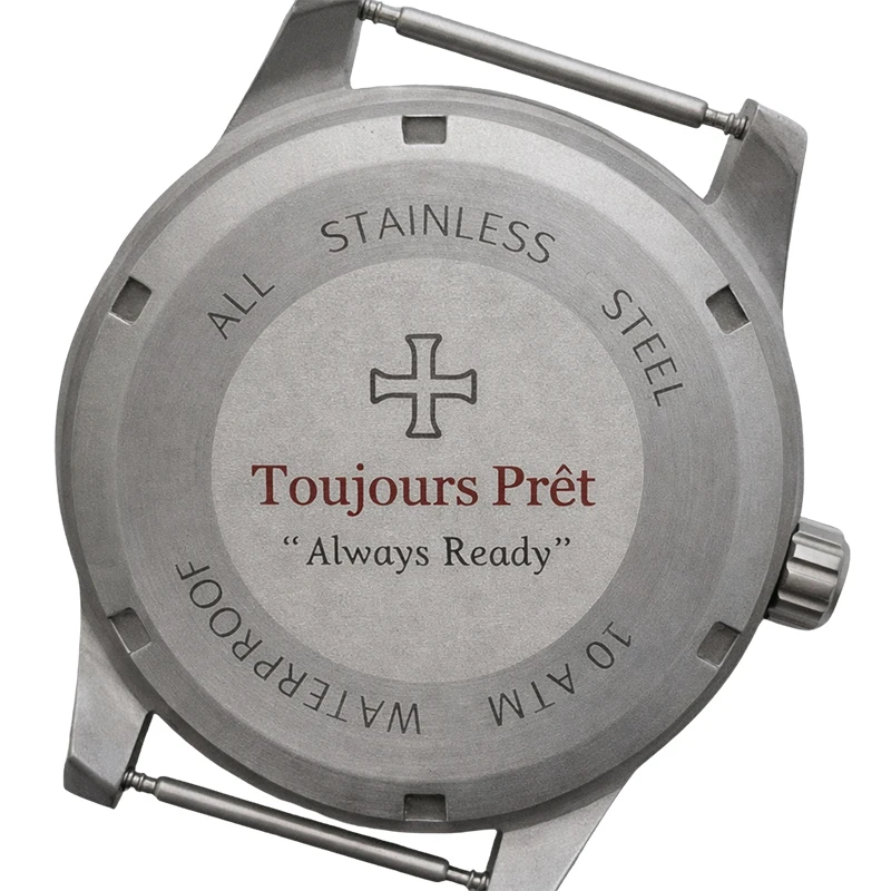 Toujours Pret Mechanical Dirty Dozen Homage 39mm - Stainless Steel Case Field Watch, Sub-Seconds Military Dial view 2