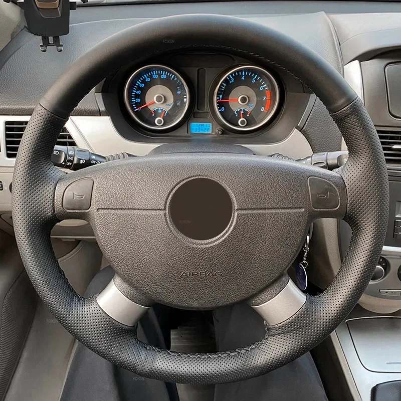 Do Chevrolet Aveo LOVA Buick Excelle Daewoo Gentra 2013 2015 Lacetti 2006 - 2012 Kierownica samochodowa Ręcznie szyta skórzana osłona — zdjęcie 2