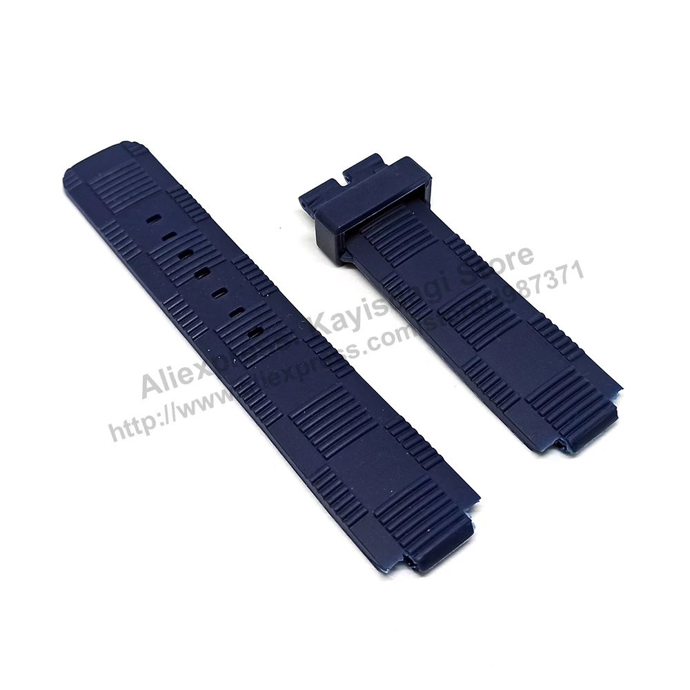 12mmx21mm Navy Blue HQ Rubber Watch Band Strap Compatible For LV Tambour Series