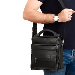 Lederax-Bolso de mano y hombro de cuero genuino con asa superior, LD319