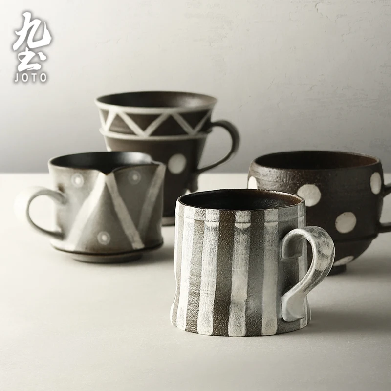 JOTO Elegant Gift Choice Ergonomic Design Vintage Rustic Artistic Ceramic Coffee Mug CFR0157