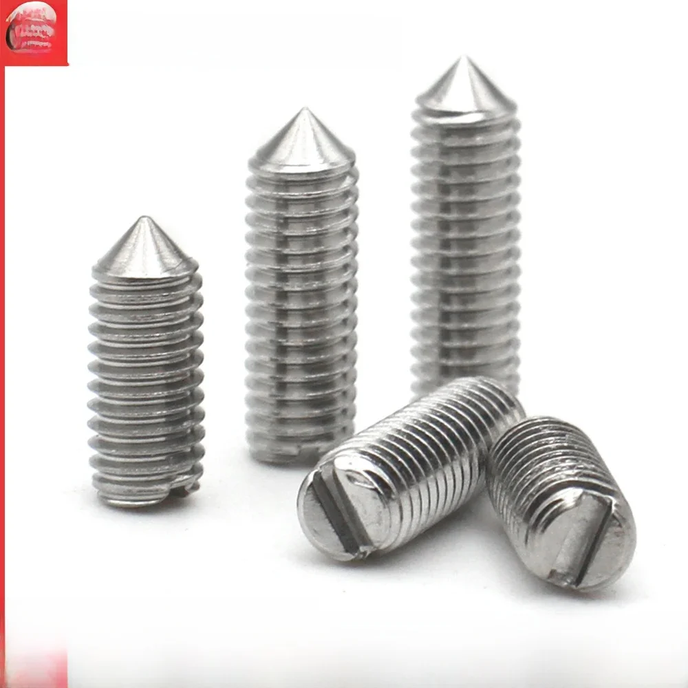 10 pièces M1.6 M2 M2.5 M3 M4 M5 M6 DIN553 A2-70 304 acier inoxydable pointe fendue vis de réglage filetage Machine pointe conique vis sans tête