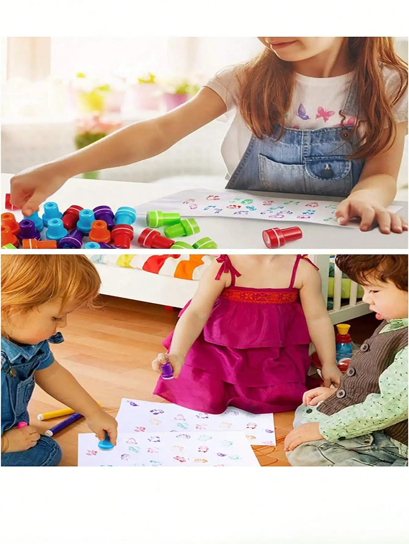 60 Stück billige Kinder eingefärbt zufällige Designs Stempel box