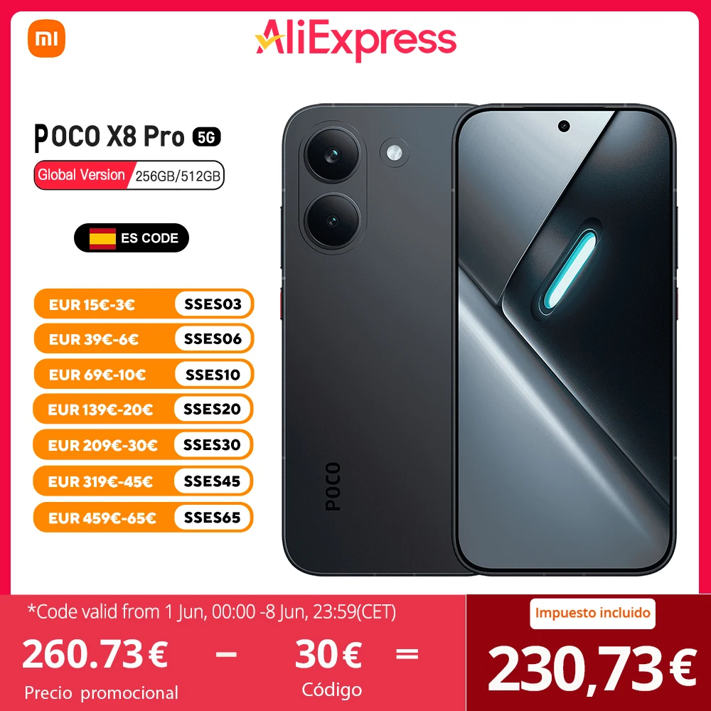 POCO X8 Pro 5G Version Européenne 256Go/512Go Dimensity 8500-Ultra Smartphone 6.59" AMOLED, 120Hz, Caméra 50MP, 6500mAh, NFC, Sans Chargeur
