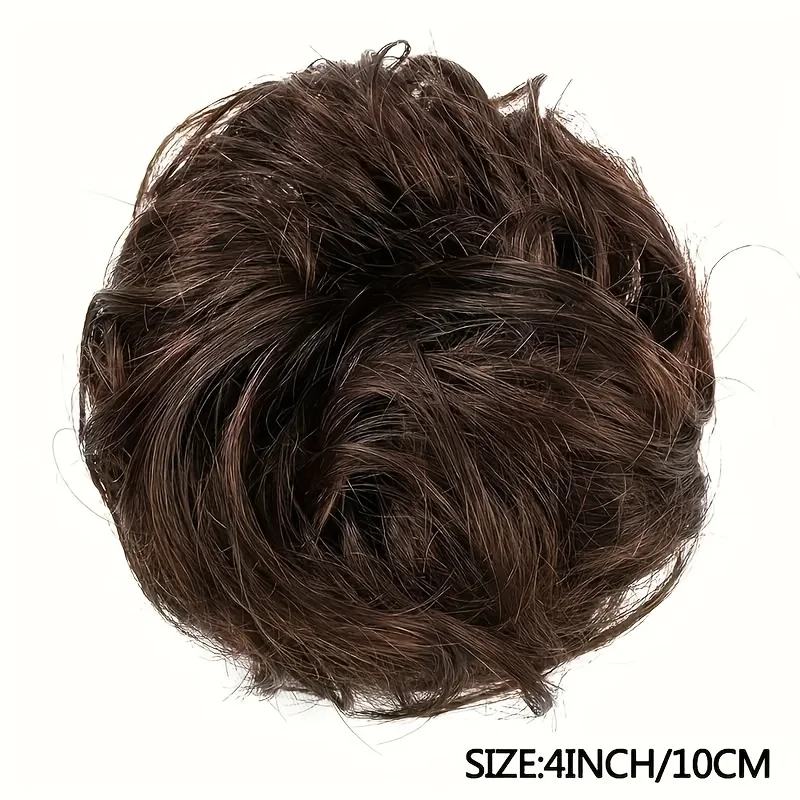 Synthetic Elegant Curly Wavy Hair Bun Topper Messy Updo Voluminous Hair Piece Heat Resistant Easy Style for Women