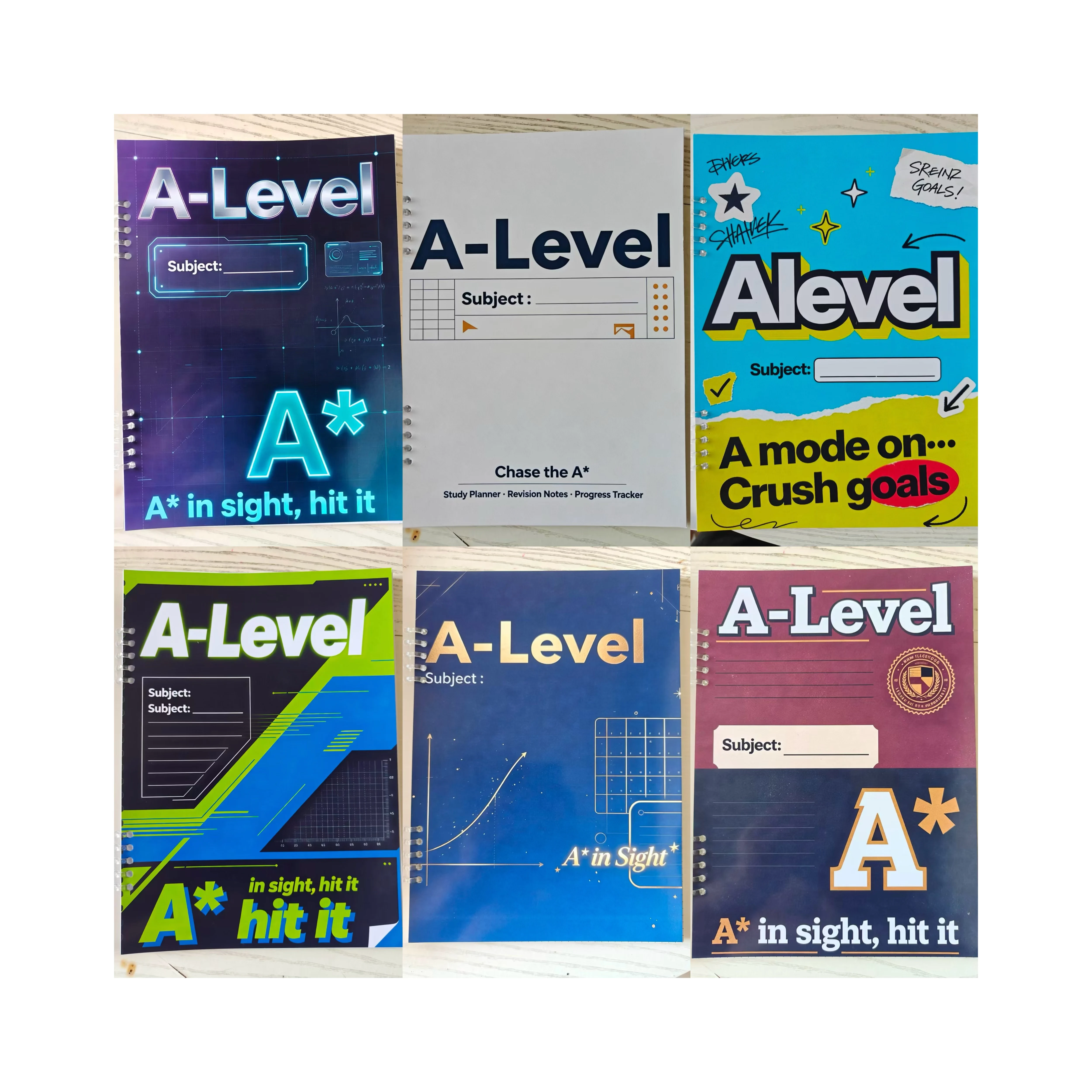 New Design Notebook Binder Cover A-Level AP IB ATAR GCSE A4 Binder Cover Exercise Book School Supplies Binder Buckles Clips