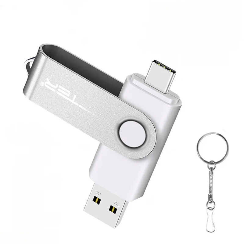 Hoge snelheid USB 3.0 Type C USB-flashdrive 128 GB Gratis sleutelhanger Pendrive 64 GB Oranje 2 in 1 USB-stick 32 GB 16 GB Business Mini - afbeelding 2