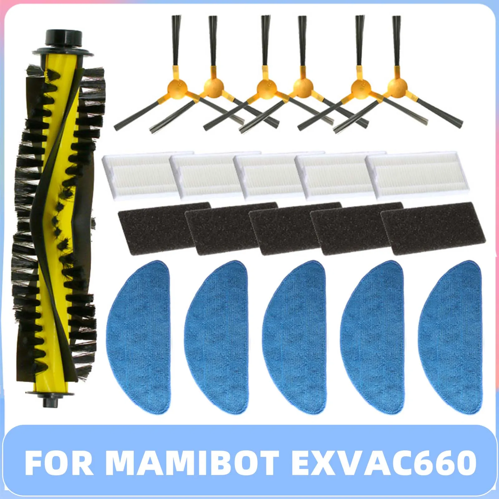 Compatible for Mamibot Exvac660 Platinum Roller Main Side Brush Hepa Filter Mop Cloths Part Robot Vacuum Cleaner Accessories