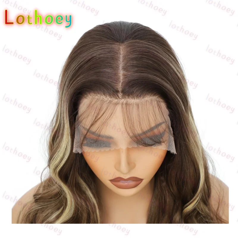28Inches Loose Body Wave Lace Frontal Wigs   Brown Blond   Frontal Multi-specificationn Lace Wig Humen Hair Wig For Women