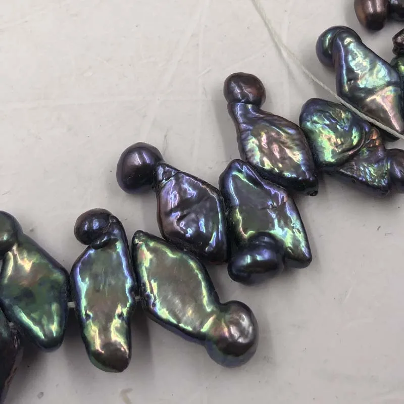 ELEISPL Loose Black Baroque Freshwater Pearl String 40cm  #22010352