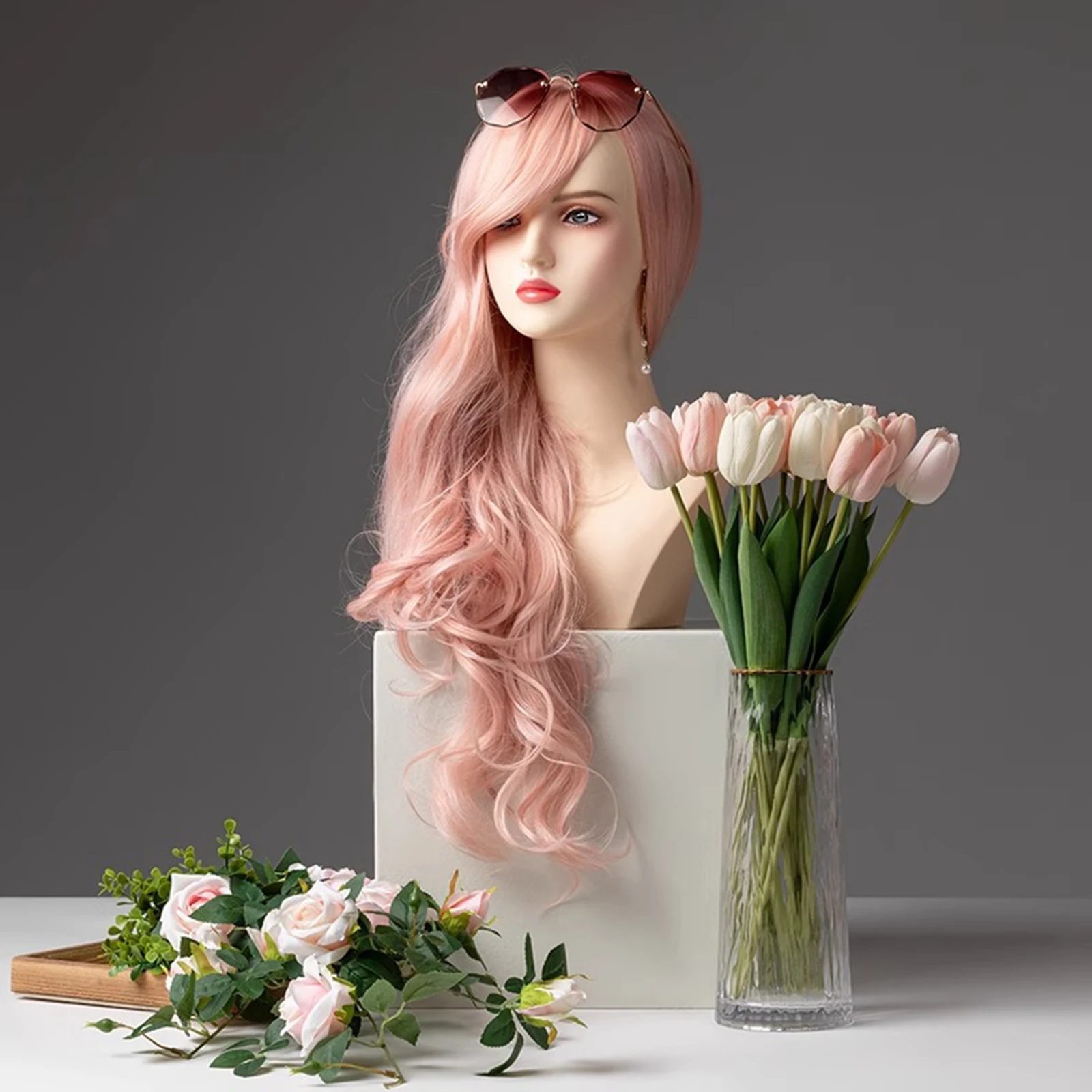 Female Mannequin Head Wig Display Model with Shoulder Multipurpose Professional Durable Manikin for Earrings Hats Wigs Making