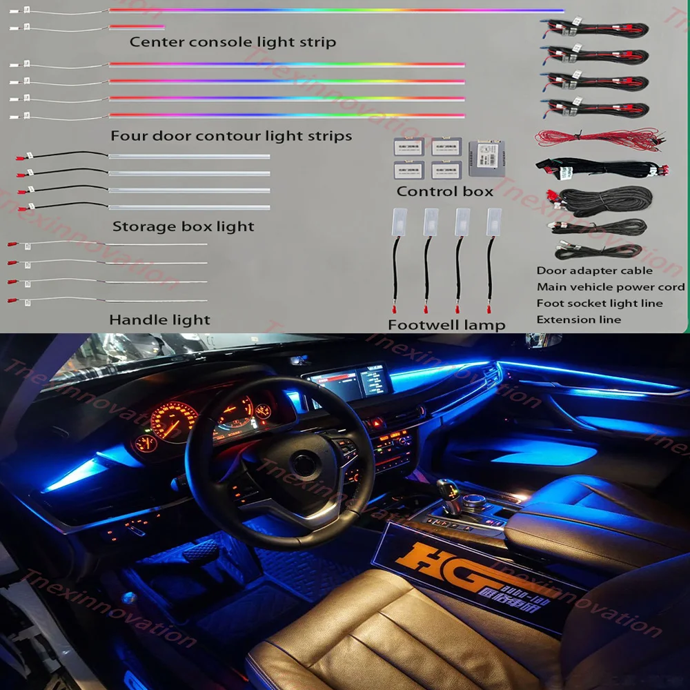 for 2014-2018 BMW X5/X6 Special Atmosphere Lights Six modes (monochrome/breathing/gradient/burst/automatic/music rhythm)