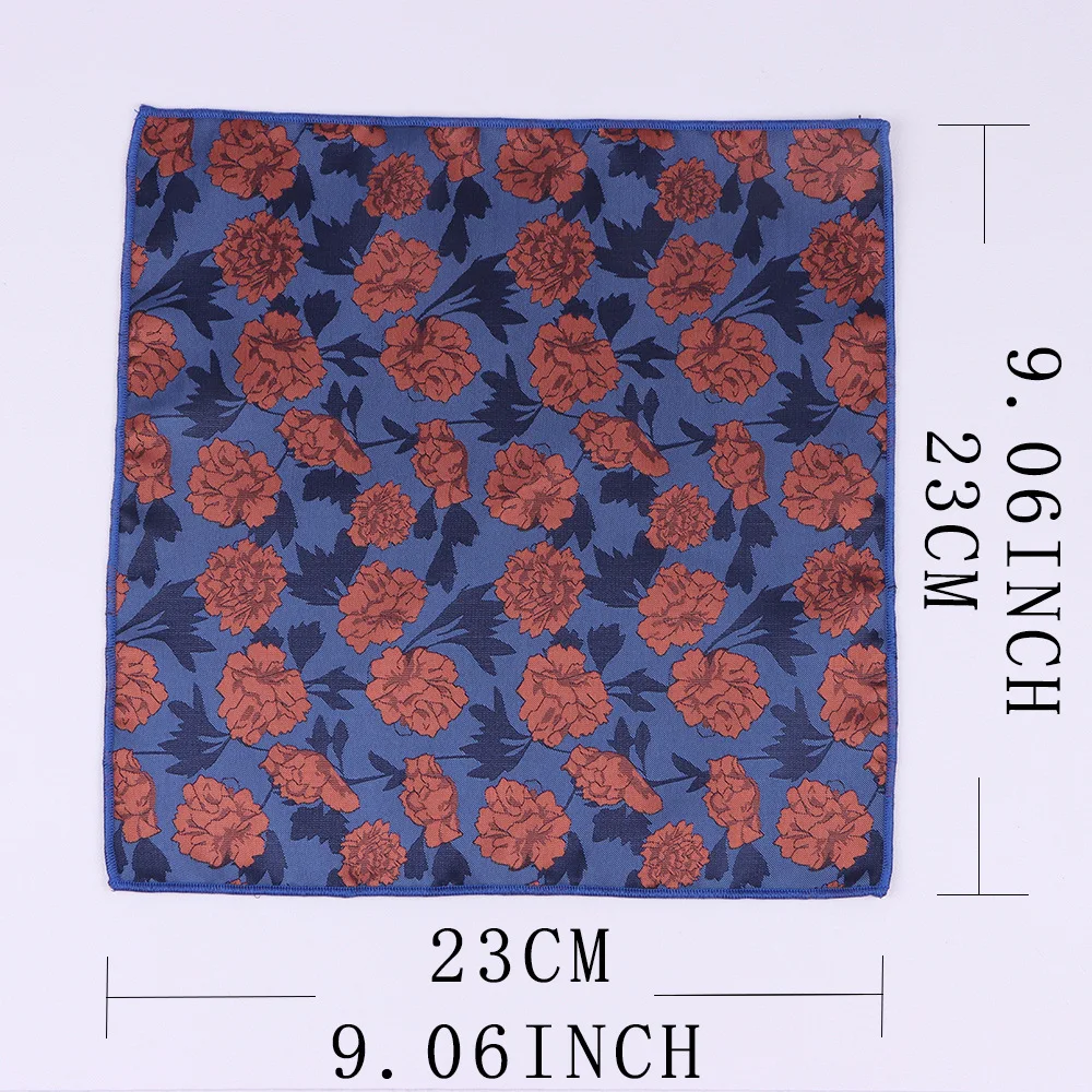 Fashion Colorful Mens Pocket Square 23CM Multicolor Floral Classic Wedding Handkerchief Business Jacquard Hanky