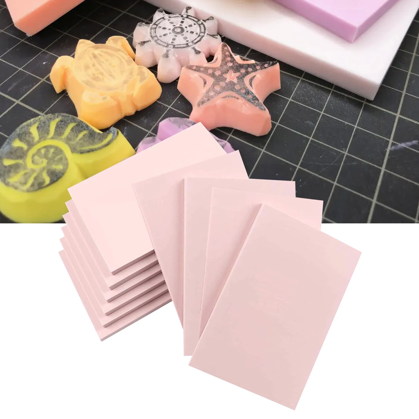 

10Pcs Rubber Carving Blocks Linoleum Block Stamp Making Tools Handcraft Accessories Ink Pad for Carving Handbook Printing DIY