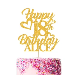 Personalized Happy Birthday Cake Topper Custom Name Age Multicolour Glitter Cake Topper 16th 18th 21st 30th 40th Cake Decoration