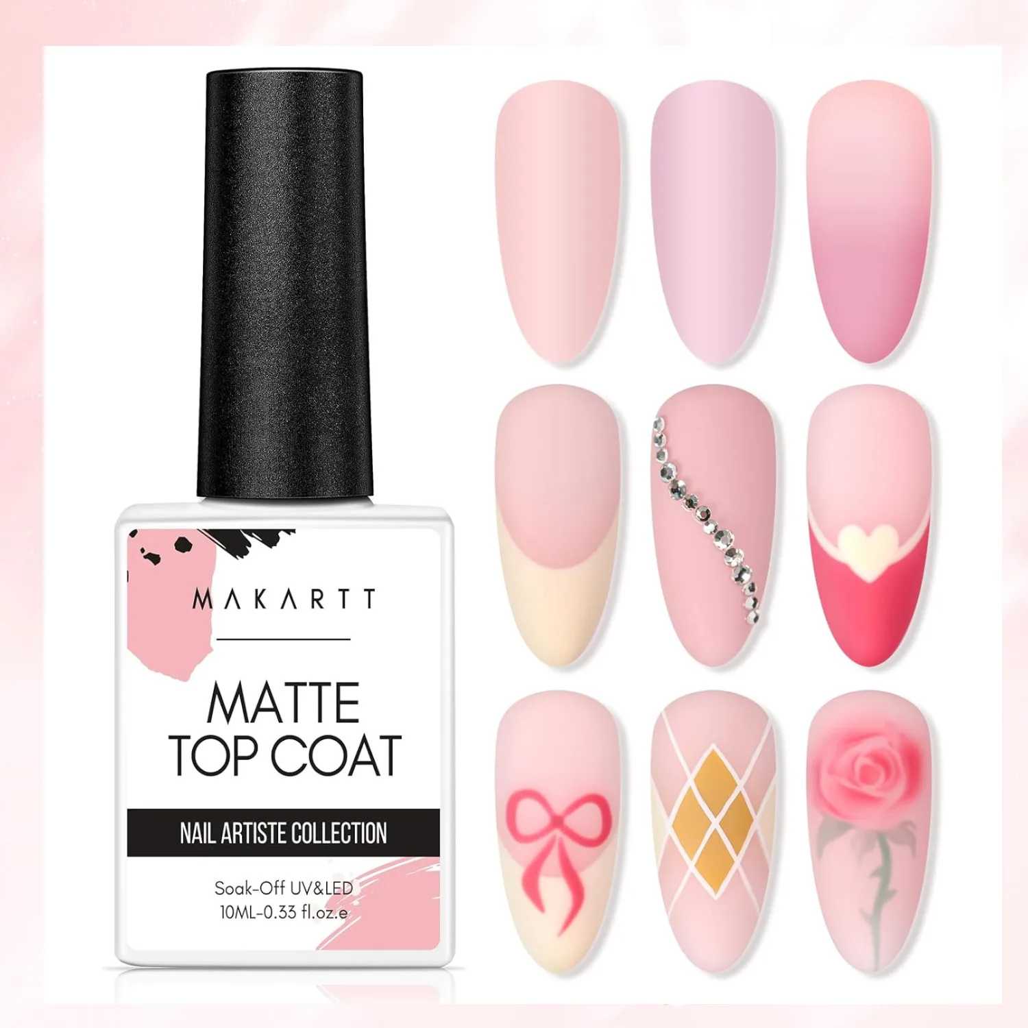 ชุดเจลทาเล็บ Makartt No Wipe Gel Top and Base Coat – เนื้อแมทและเงา, 3 ชิ้น ยาทาเล็บเจลแบบลอกออกได้ ติดทนนาน