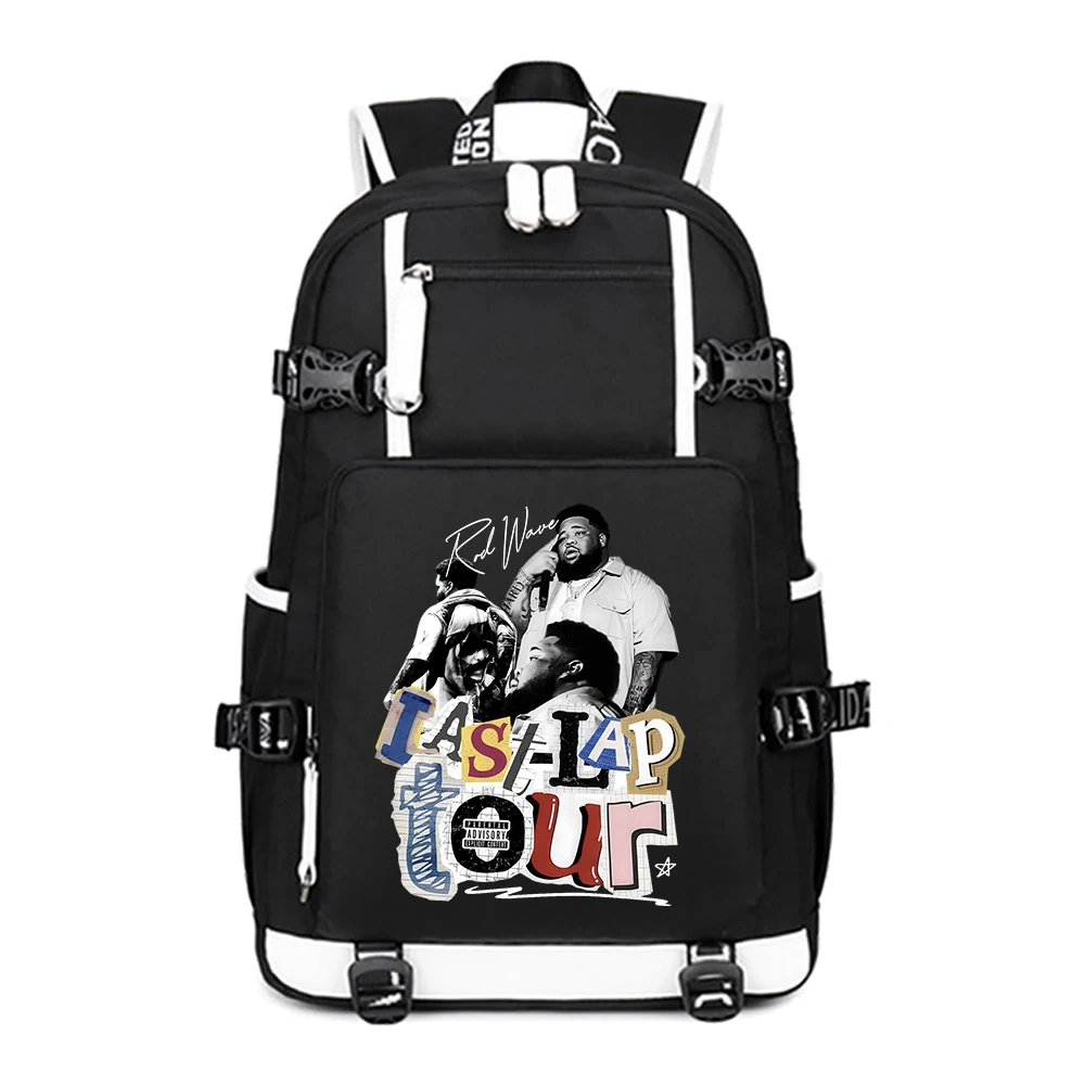 Rod Wave Last Lap Tour Print Backpack for School Teenagers Girls Boys Leisure Simple Schoolbag Travel Backpack Bag