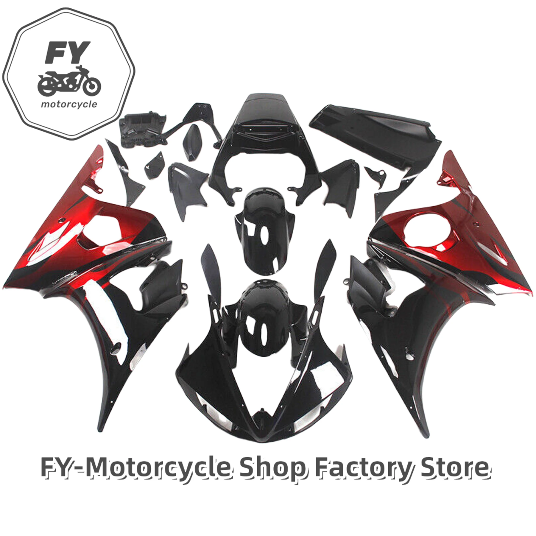 

Fairings for YAMAHA YZFR6 2003 - 2005 Black Red Abs Fairing YZF R6 03 04 Bodywork YZF600 R6 2004