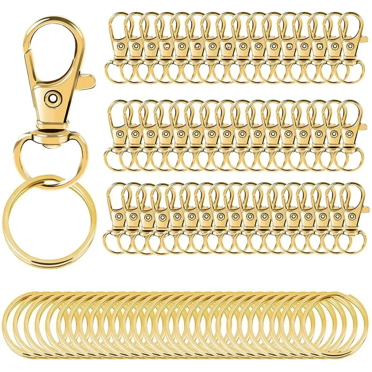 100 STKS Draaibare Sluitingen Lanyard Karabijnhaken met Sleutelhangers Sleutelhanger Clip Haken Karabijnsluitingen voor Sleutelhangers Sieraden DIY Ambachten - afbeelding 2