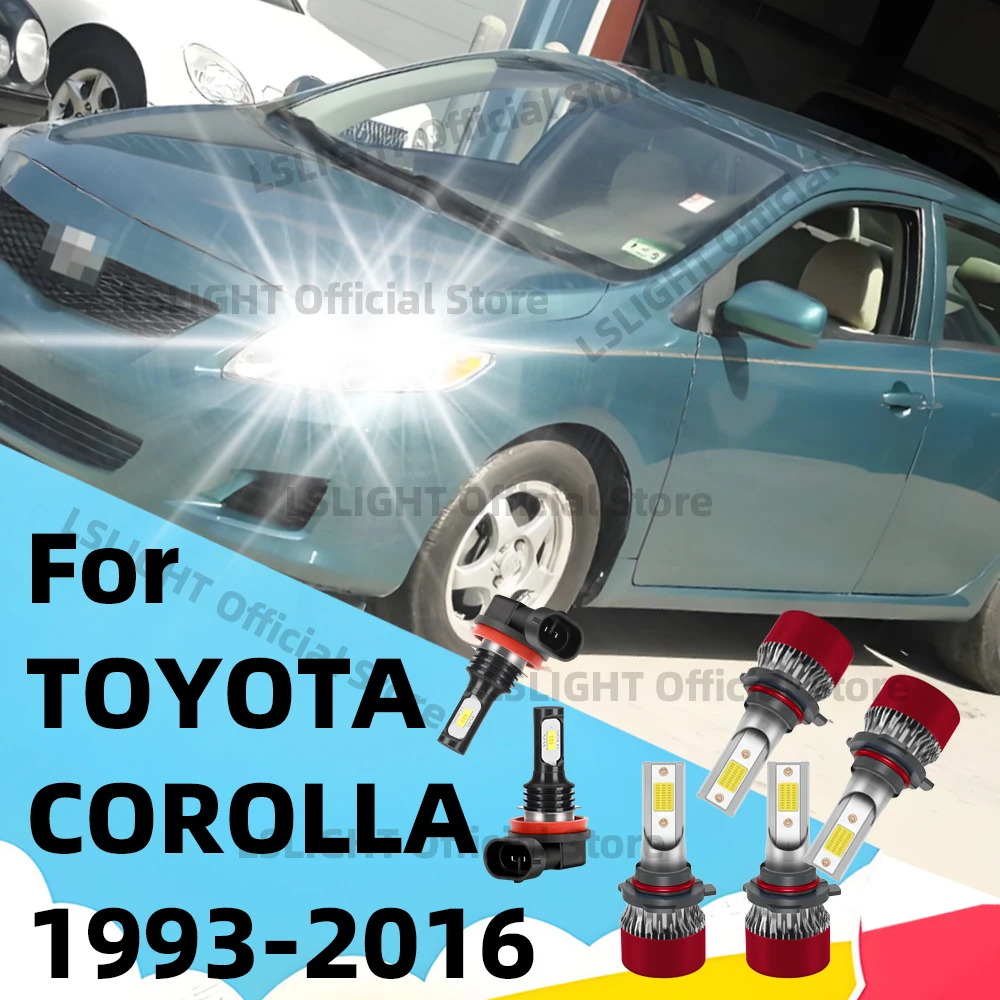 

2/4/6 шт. светодиодные лампы для Toyota Corolla 1993-2016 гг., фары дальнего ближнего света 6000K, противотуманные фары, 12 В, аксессуары для автомобильных фар